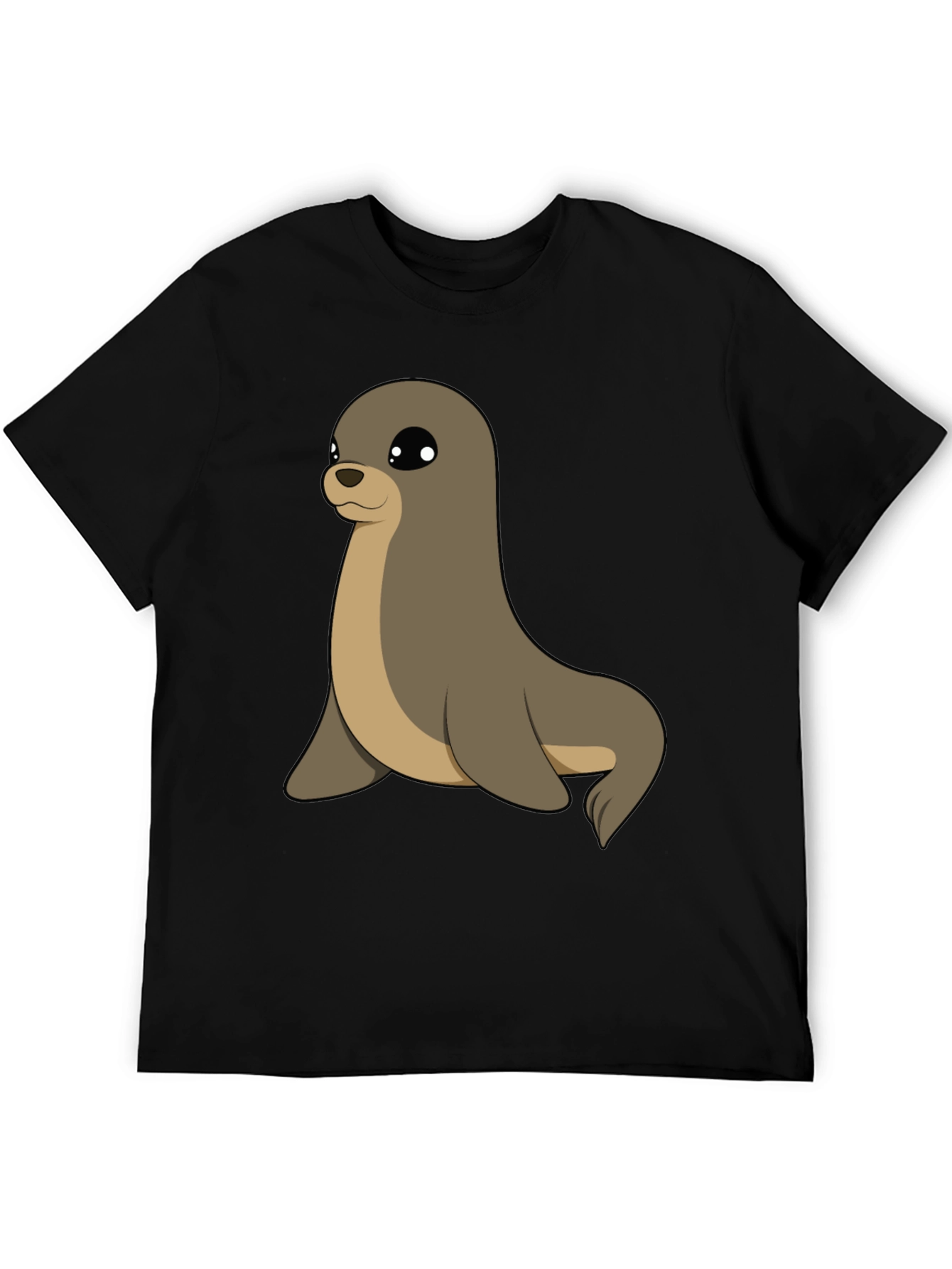 Cute Seal Graphic Tee - Casual Black T-Shirt