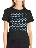 Wave Pattern Graphic Tee - Stylish Black T-Shirt