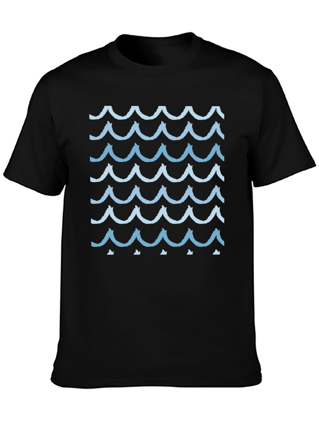 Wave Pattern Graphic Tee - Stylish Black T-Shirt
