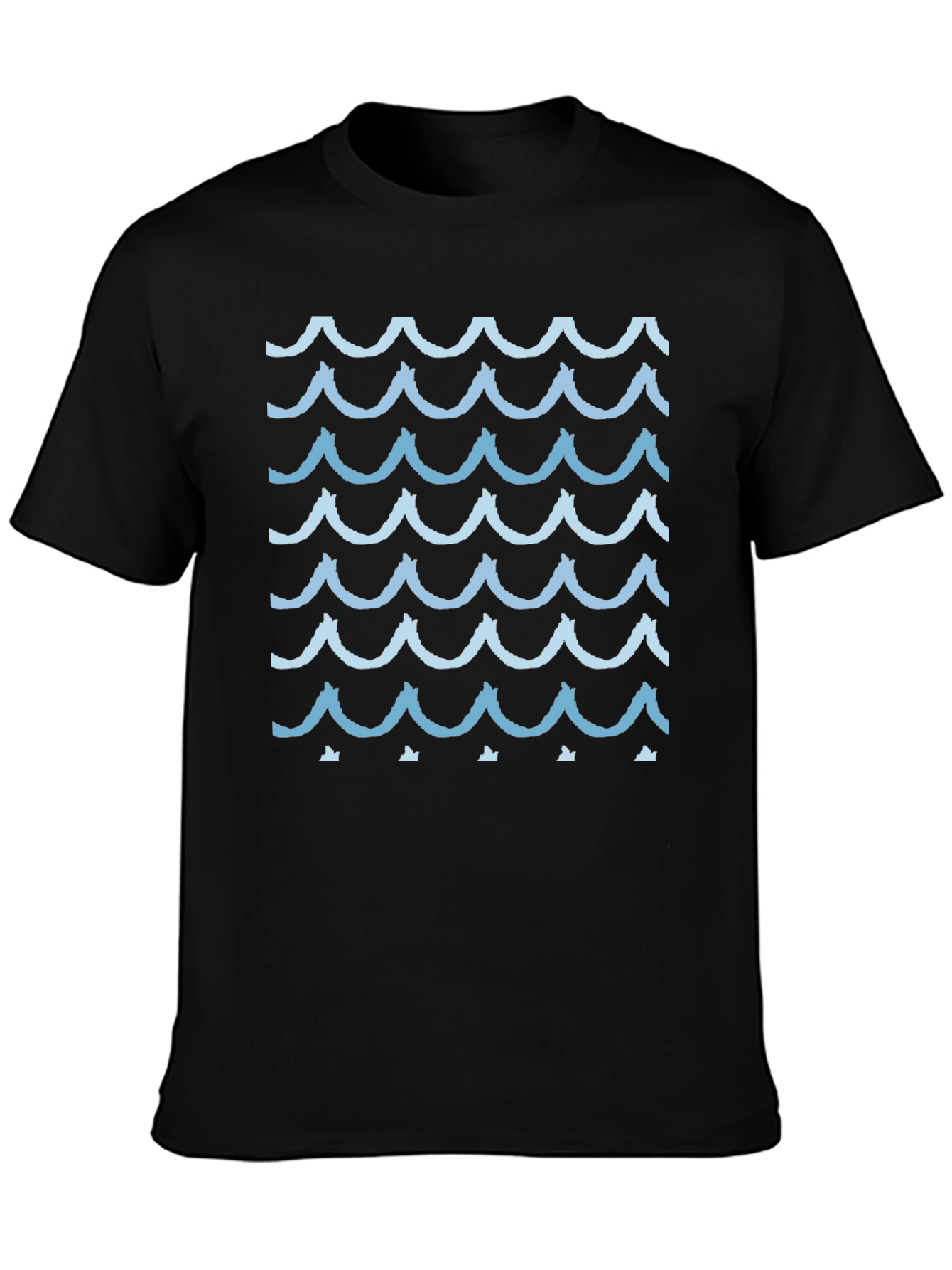 Wave Pattern Graphic Tee - Stylish Black T-Shirt