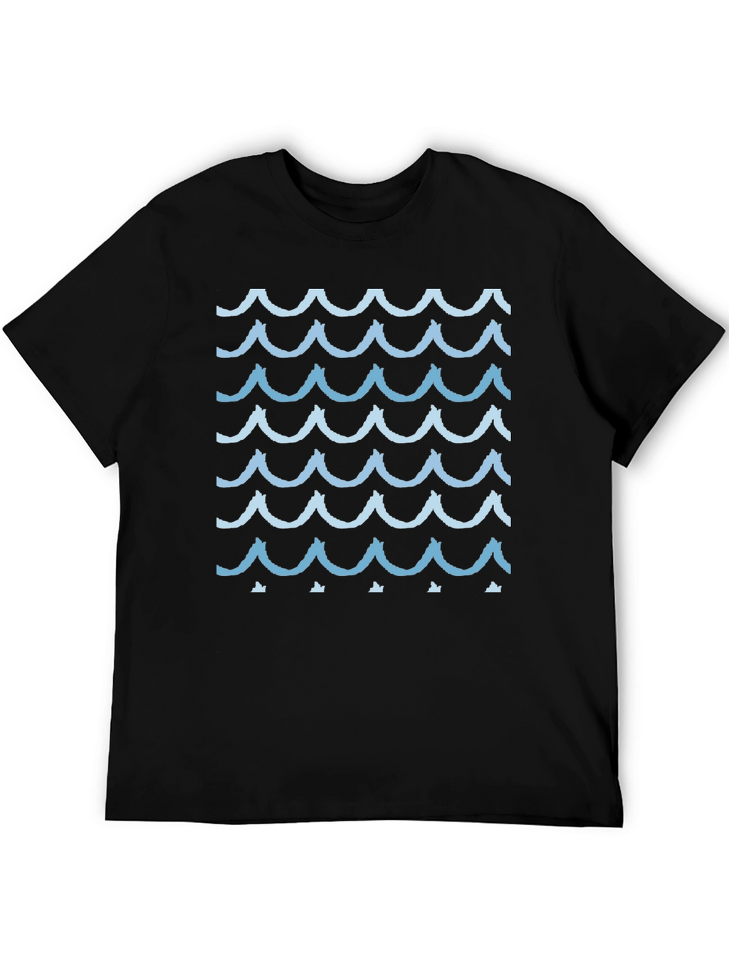 Wave Pattern Graphic Tee - Stylish Black T-Shirt
