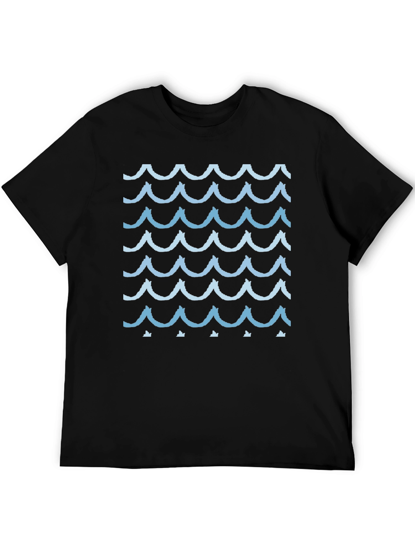 Wave Pattern Graphic Tee - Stylish Black T-Shirt
