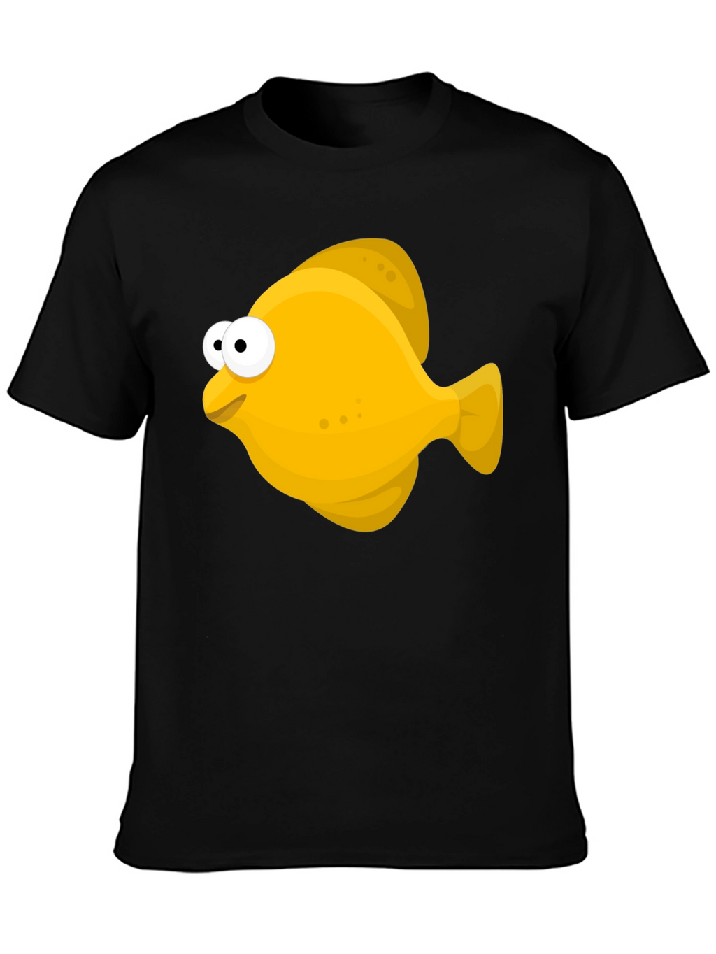 Cartoon Fish Graphic Tee - Black Unisex T-Shirt