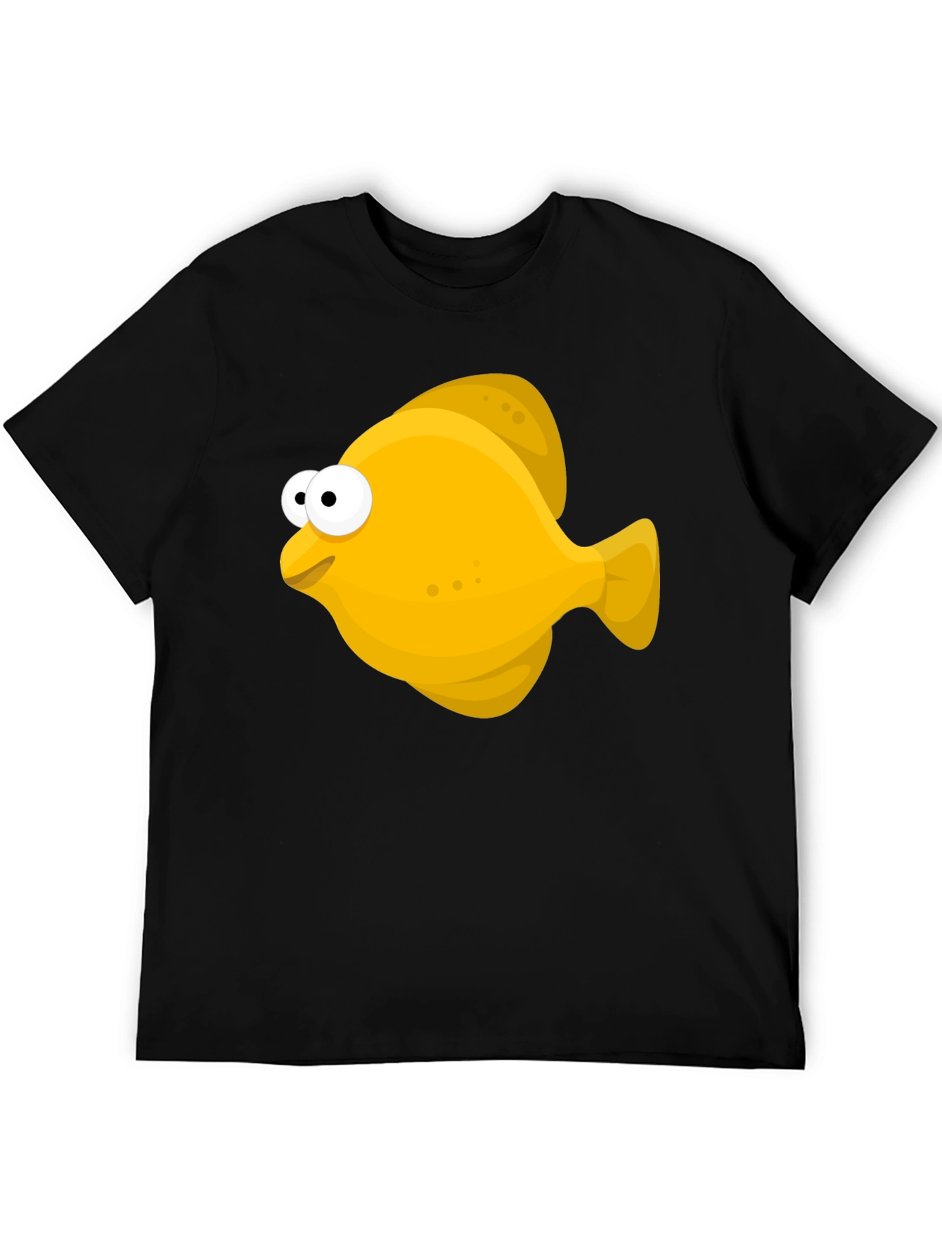 Cartoon Fish Graphic Tee - Black Unisex T-Shirt