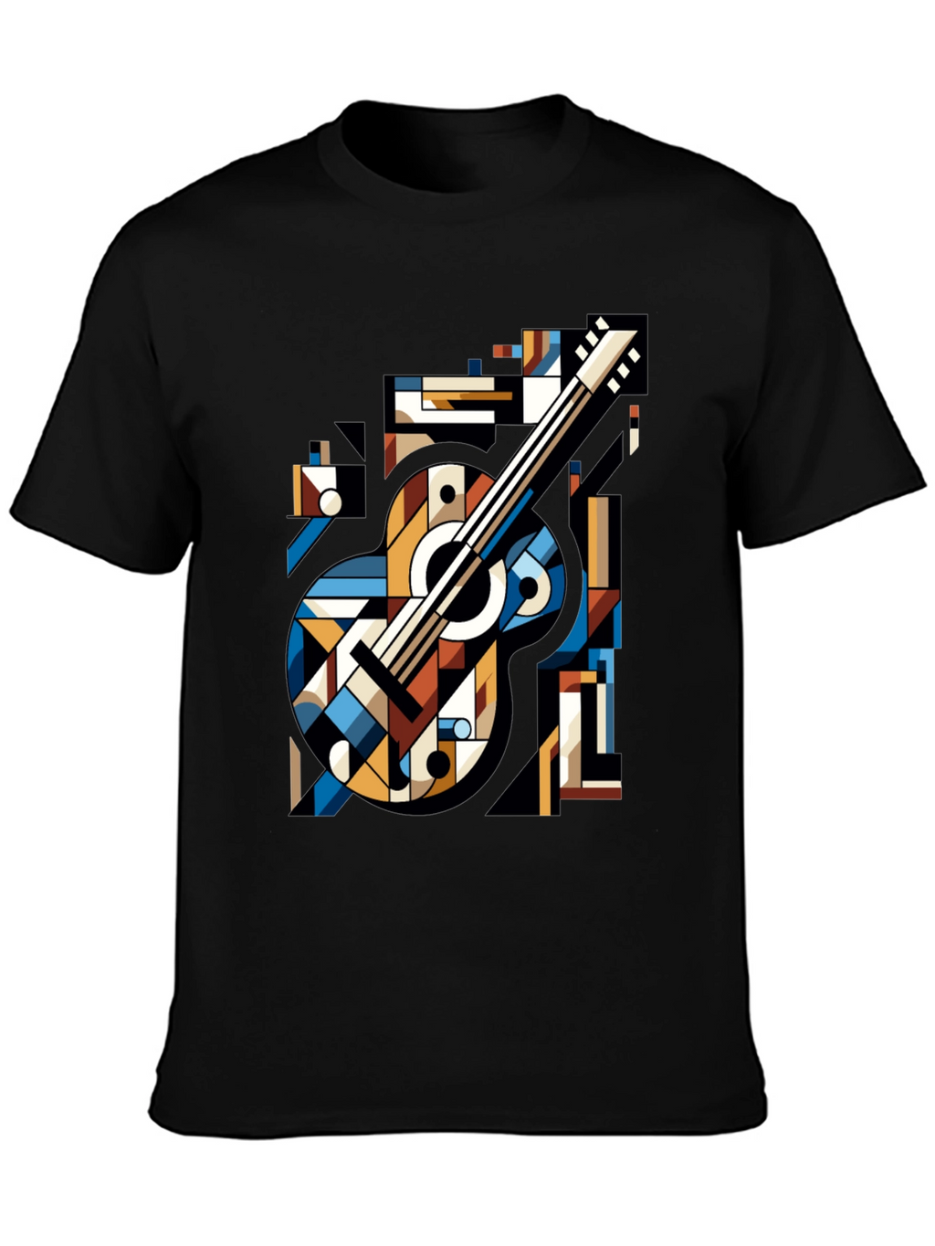 Geometric Guitar Graphic Tee - Modern Music Lovers Shirt