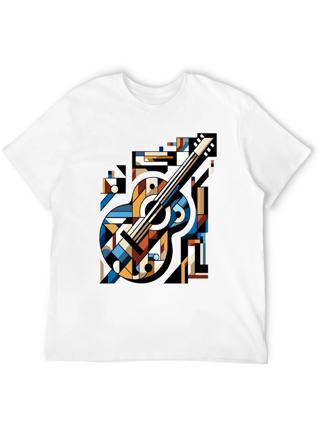Geometric Guitar Graphic Tee - Modern Music Lovers Shirt