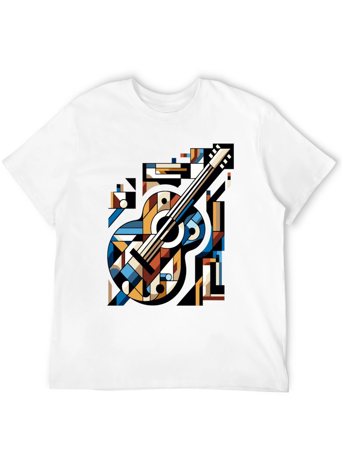 Geometric Guitar Graphic Tee - Modern Music Lovers Shirt