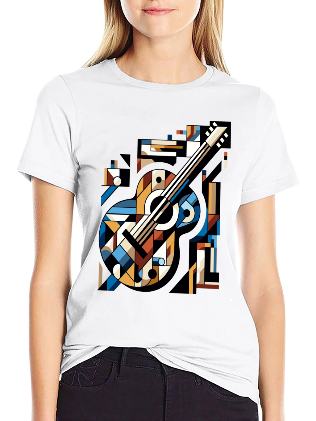 Geometric Guitar Graphic Tee - Modern Music Lovers Shirt