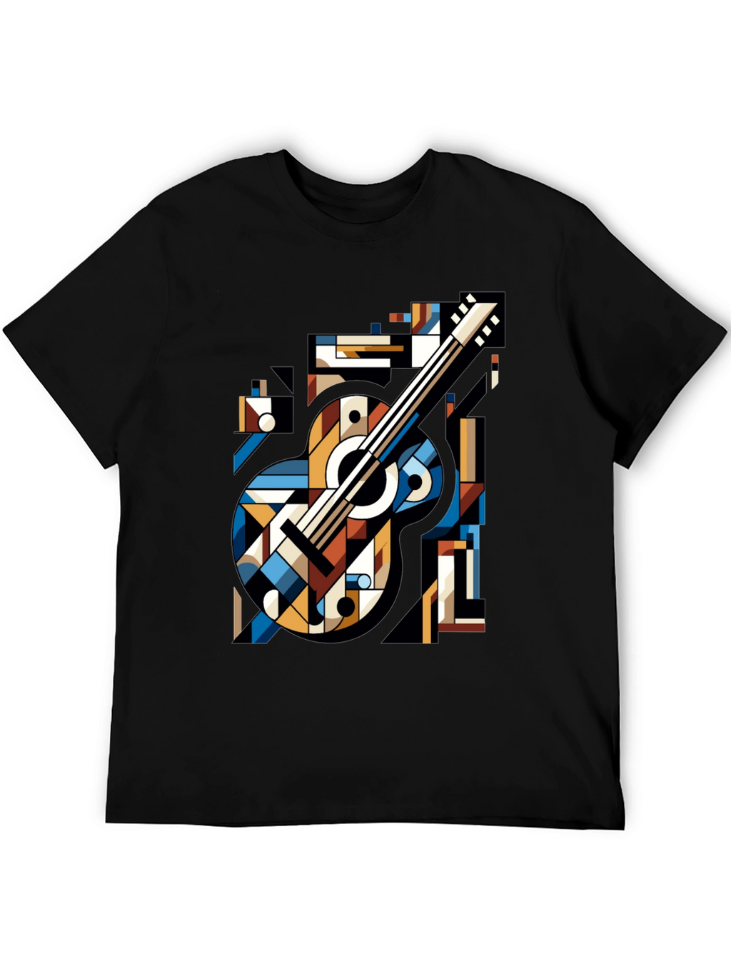 Geometric Guitar Graphic Tee - Modern Music Lovers Shirt