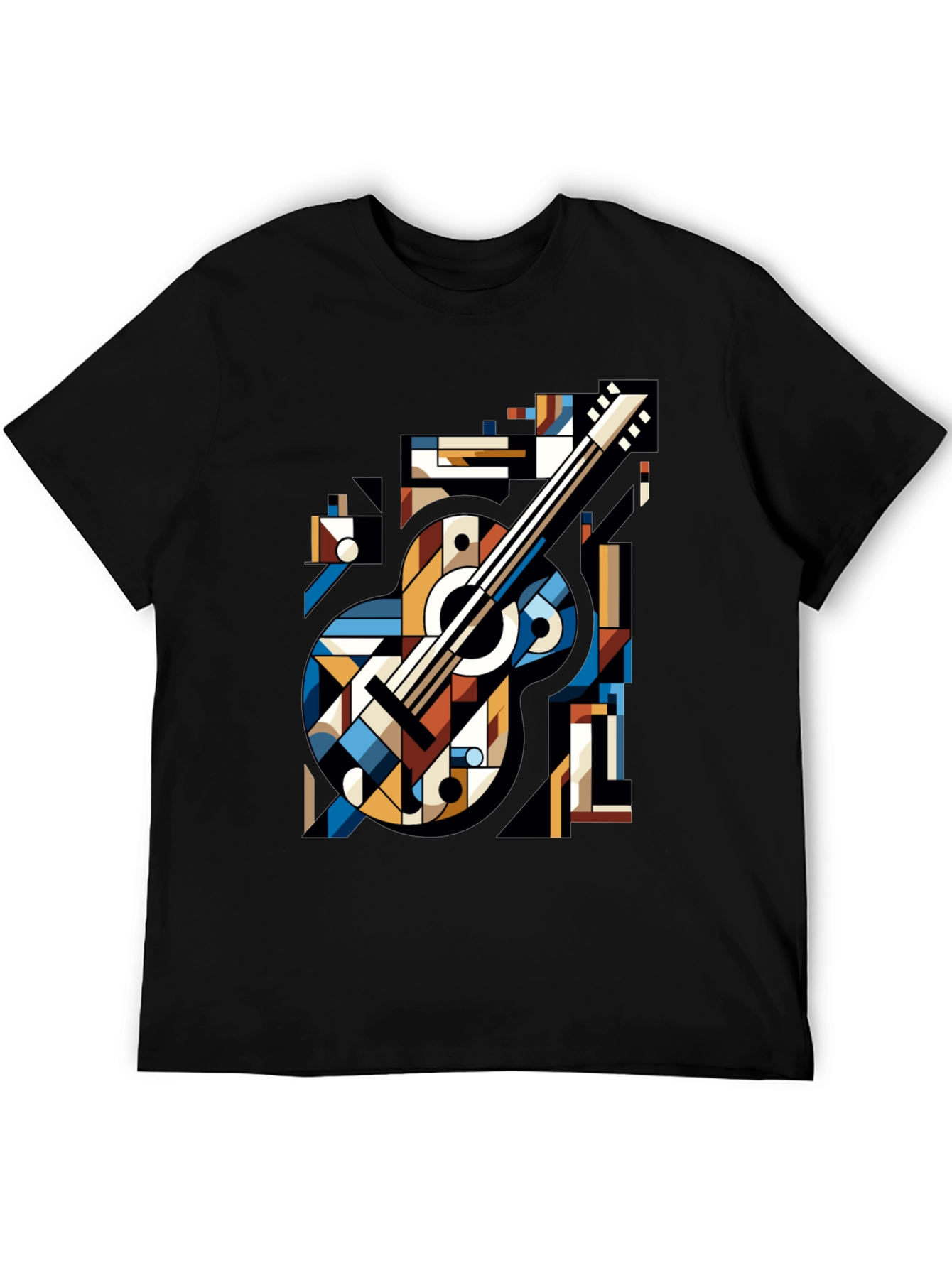 Geometric Guitar Graphic Tee - Modern Music Lovers Shirt