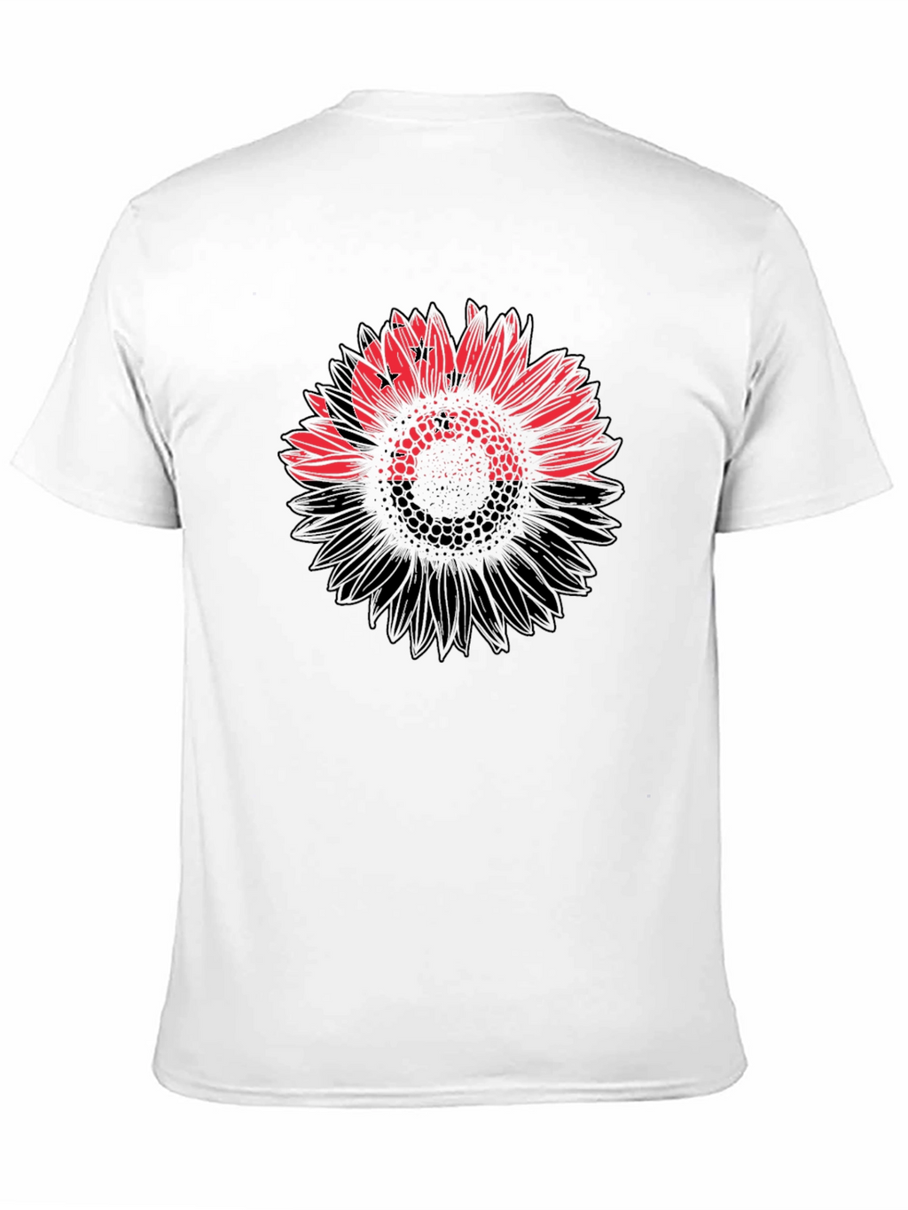 Mens Black T-Shirt with Sunflower Design