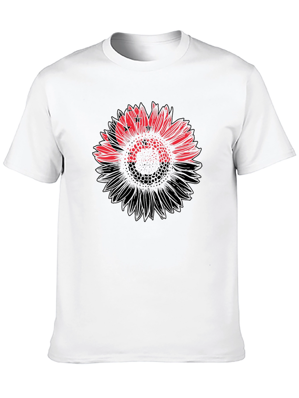 Mens Black T-Shirt with Sunflower Design
