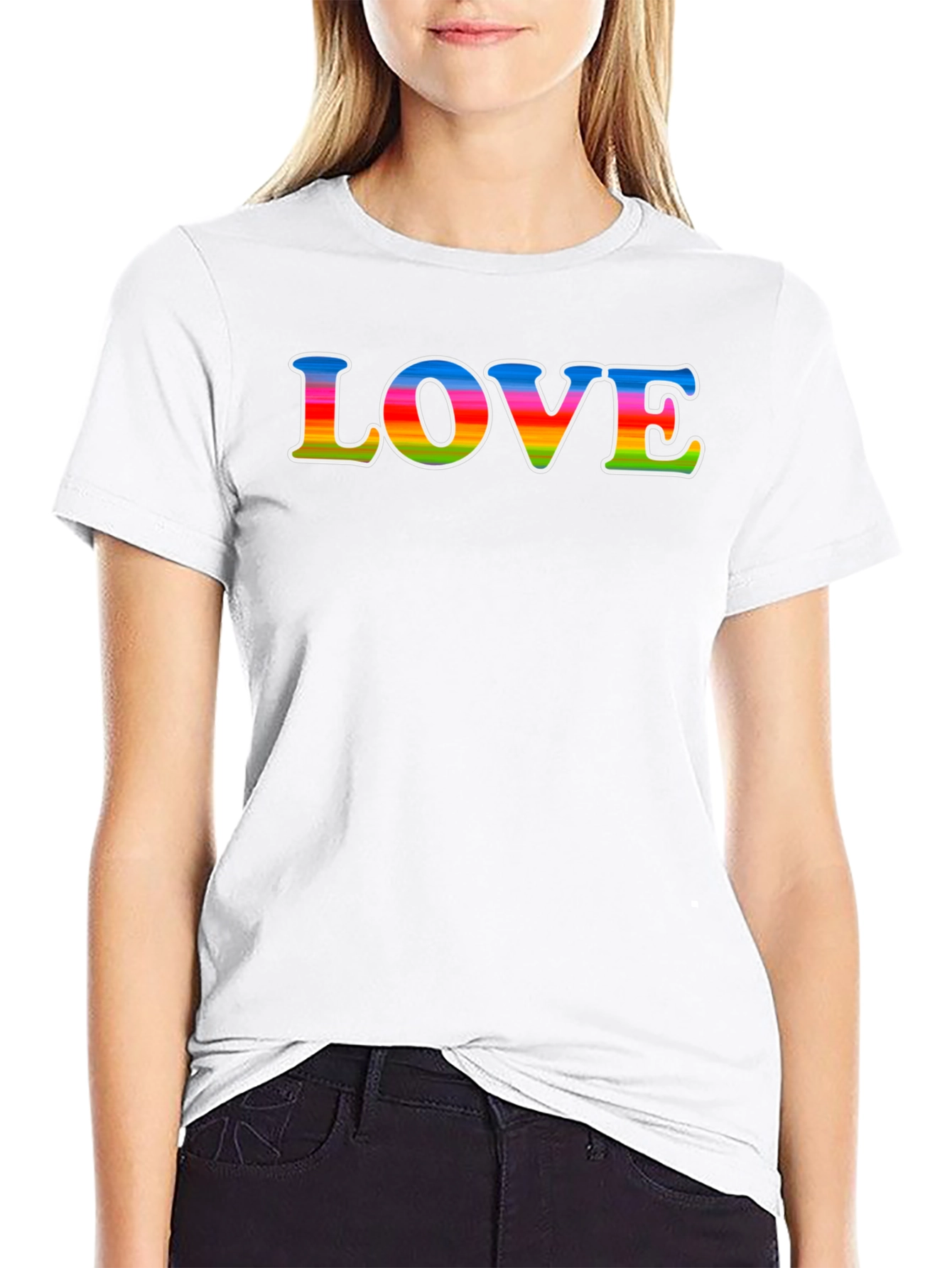 Rainbow LOVE Graphic Black T-Shirt