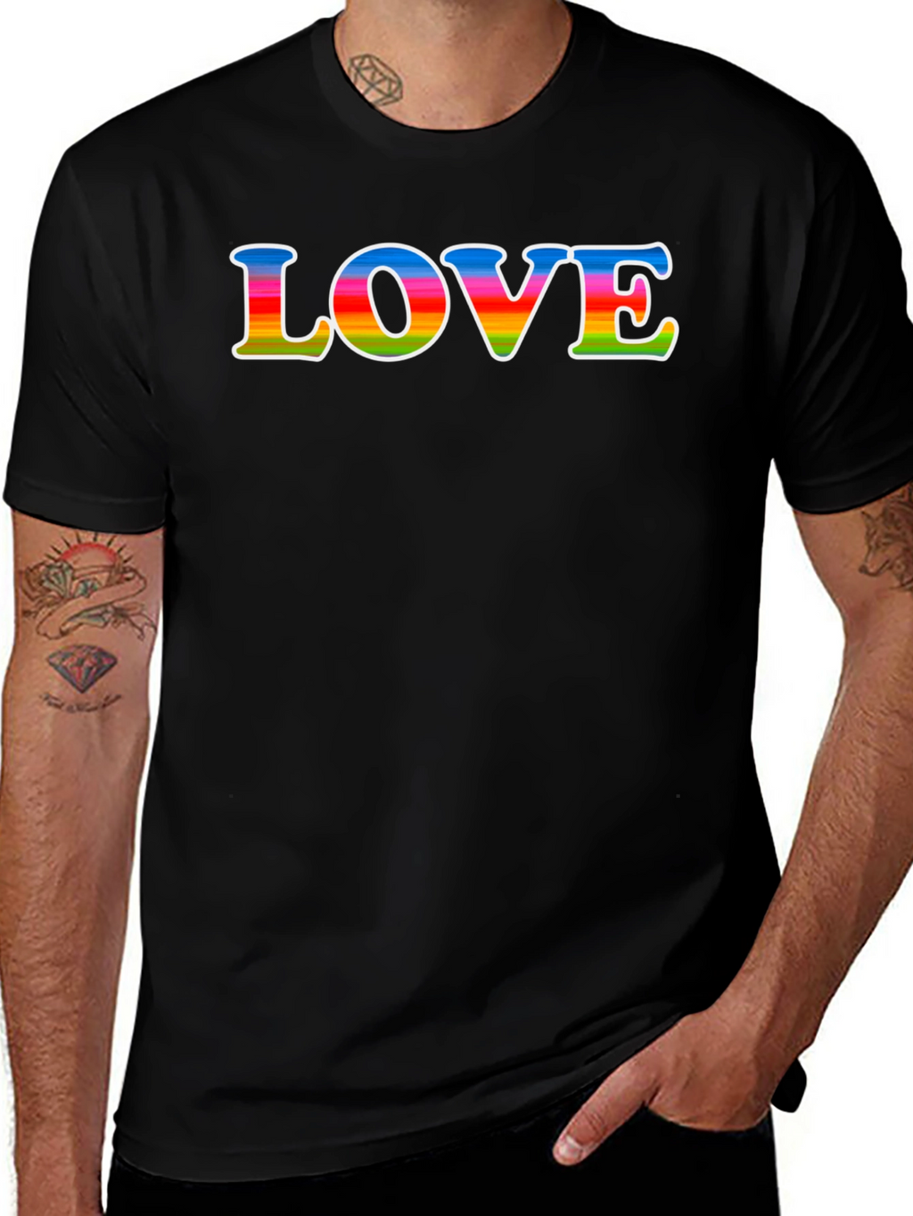 Rainbow LOVE Graphic Black T-Shirt