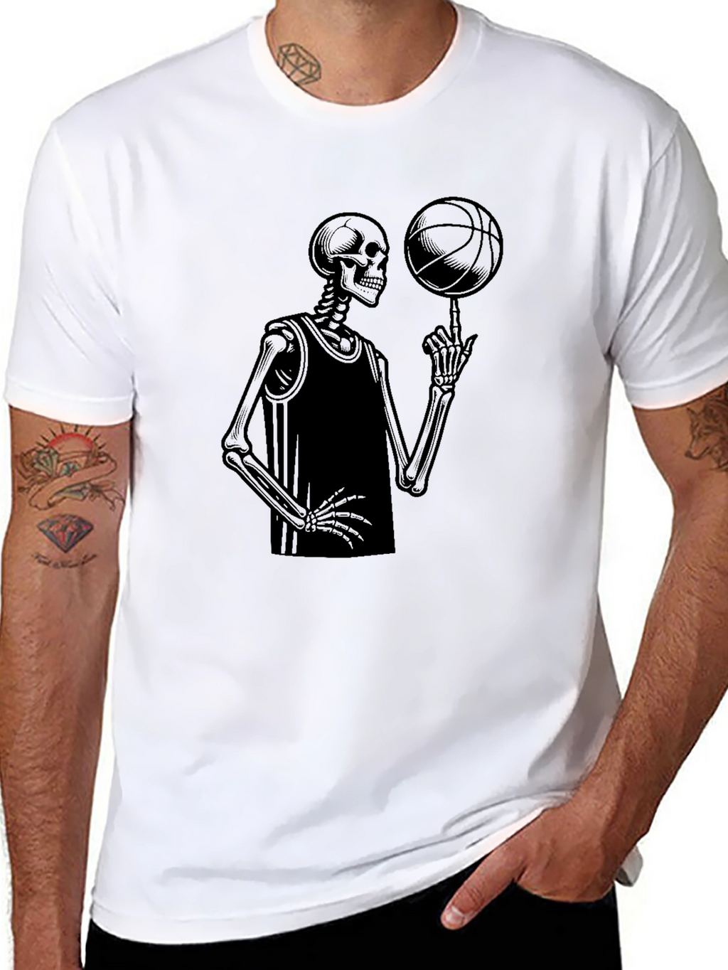 Skeleton Baller Graphic Tee - Cool Design