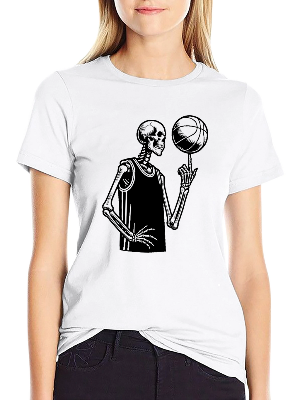 Skeleton Baller Graphic Tee - Cool Design