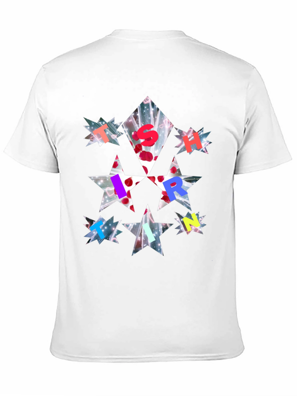 Star Letter Print Black T-Shirt