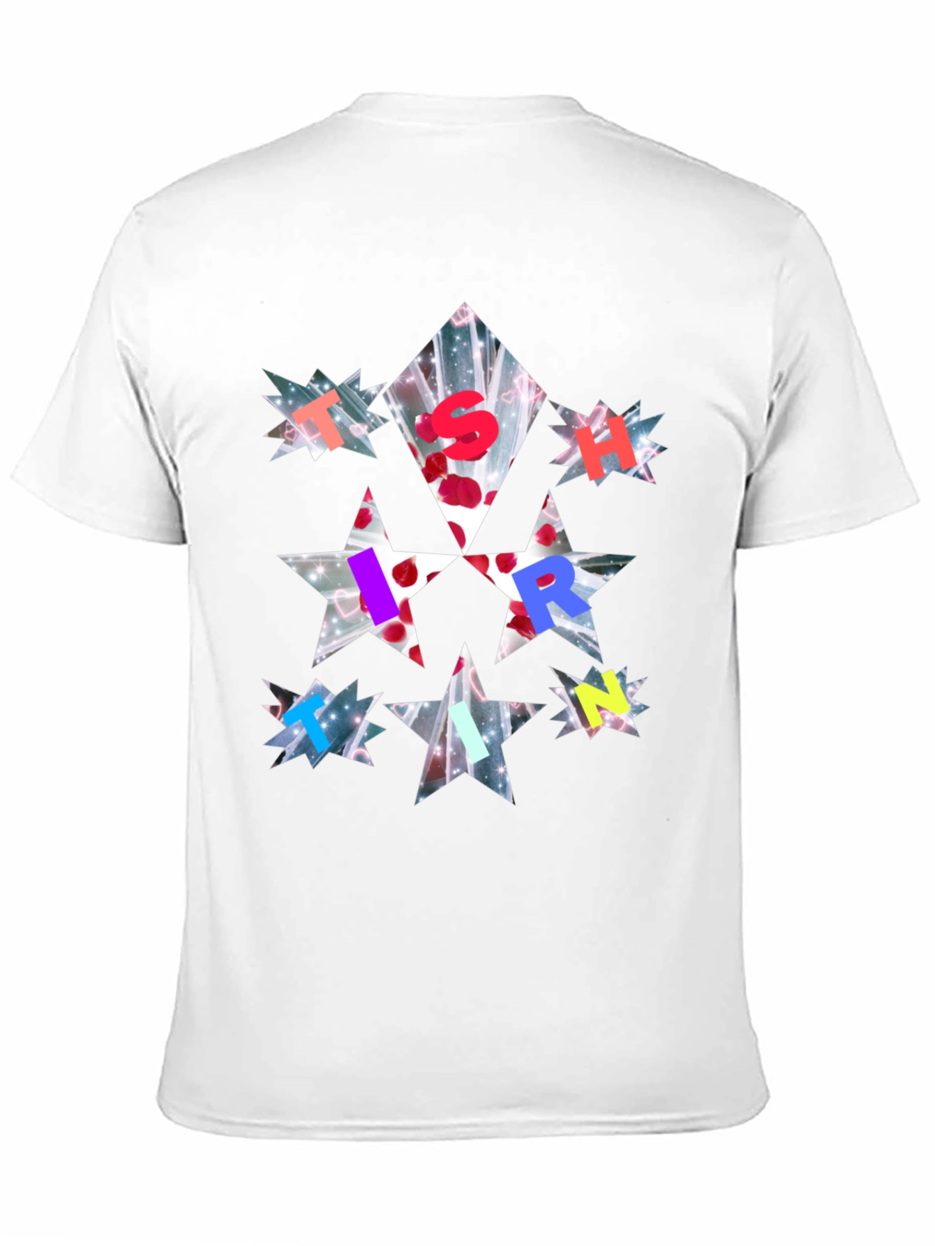Star Letter Print Black T-Shirt