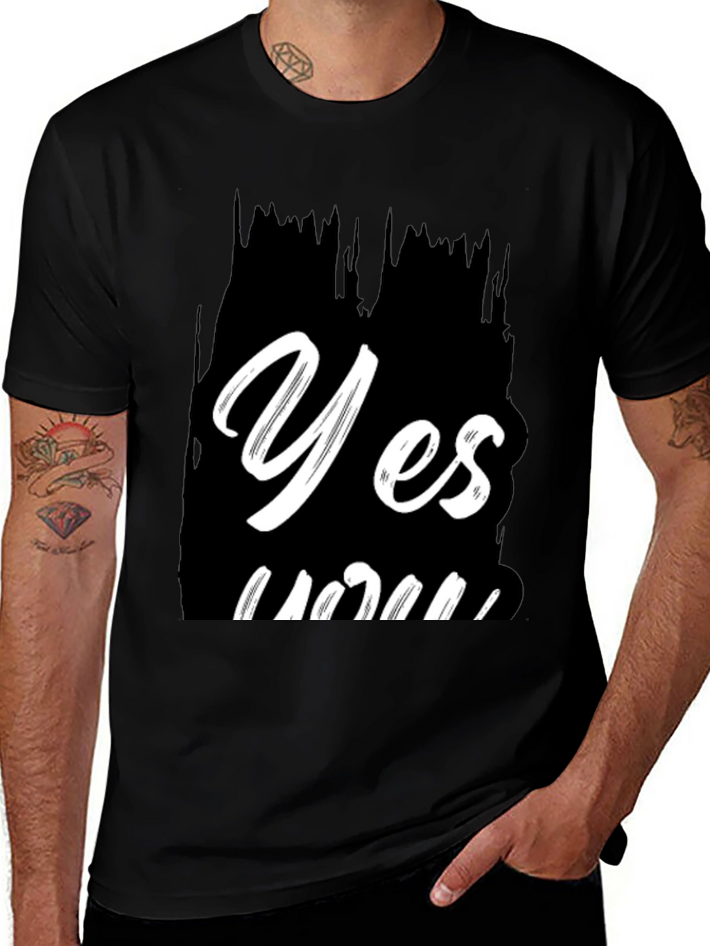 Yes You Black Graphic Tee
