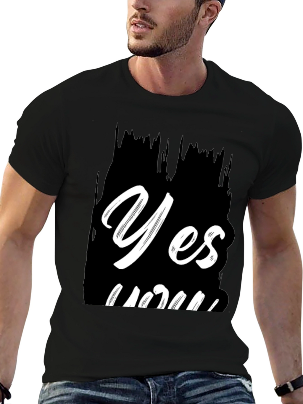 Yes You Black Graphic Tee
