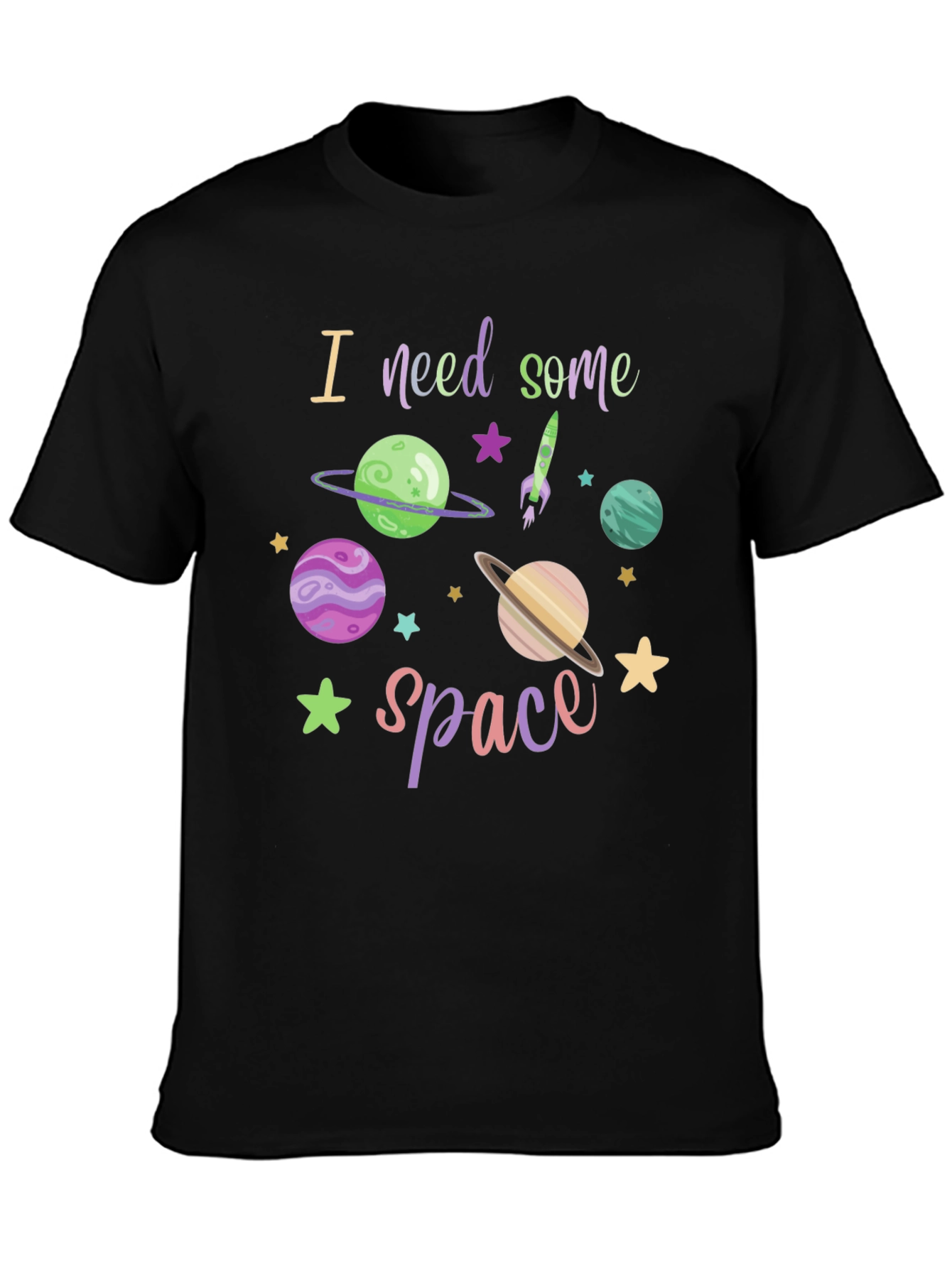 I Need Space T-Shirt - Black Cotton Blend