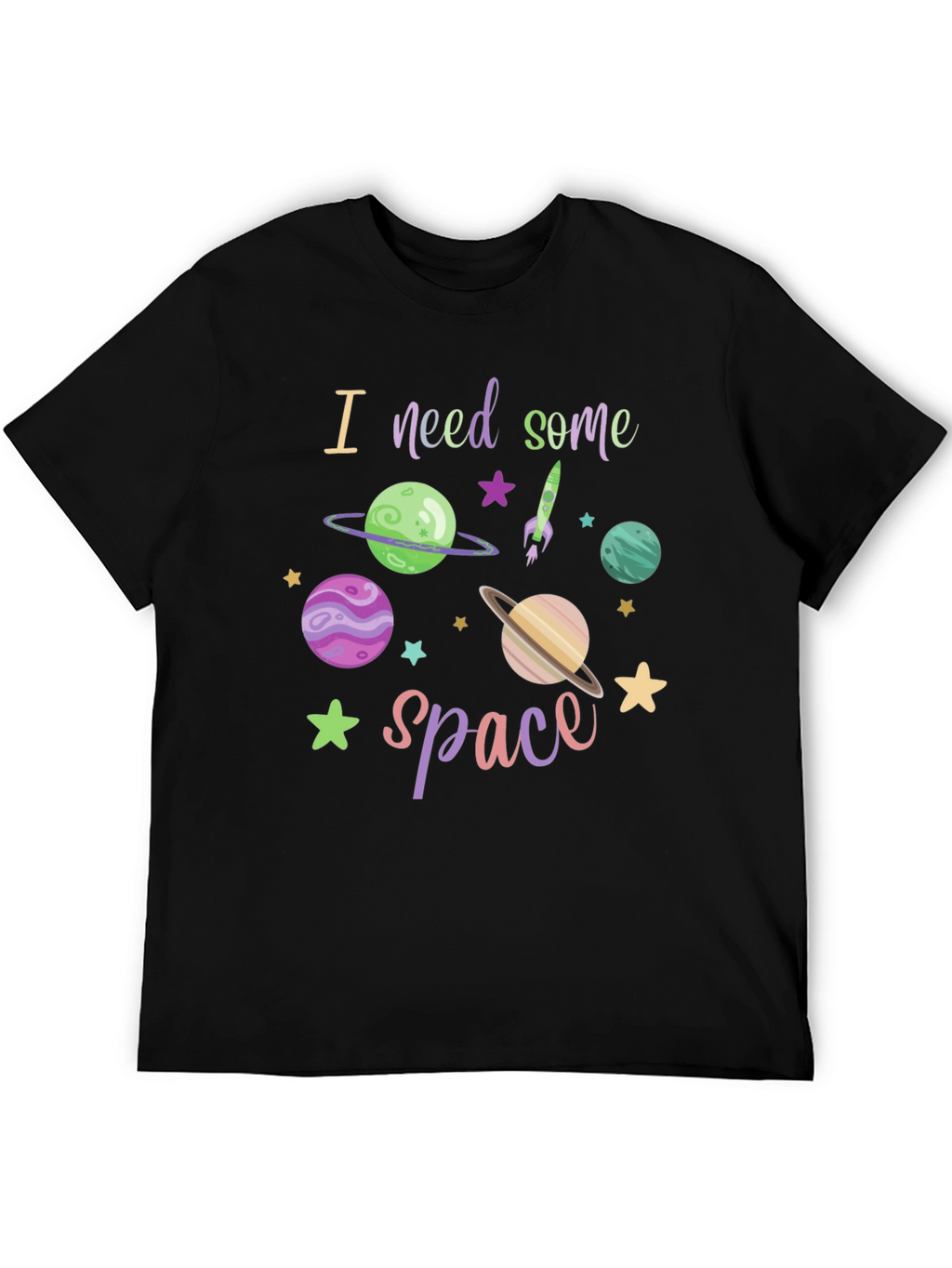 I Need Space T-Shirt - Black Cotton Blend