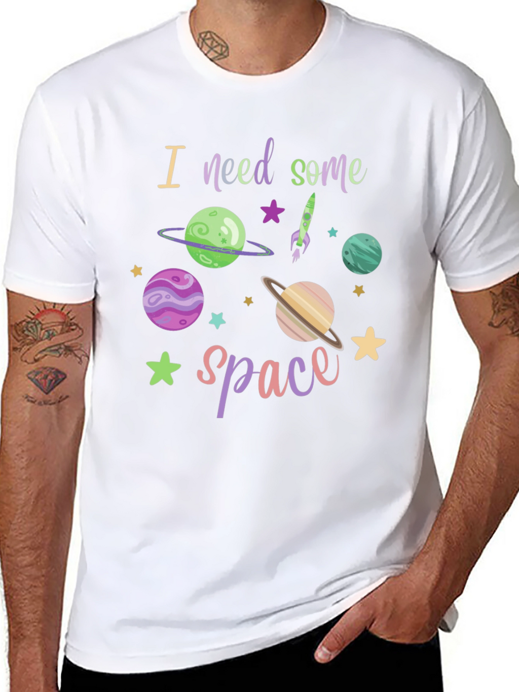I Need Space T-Shirt - Black Cotton Blend