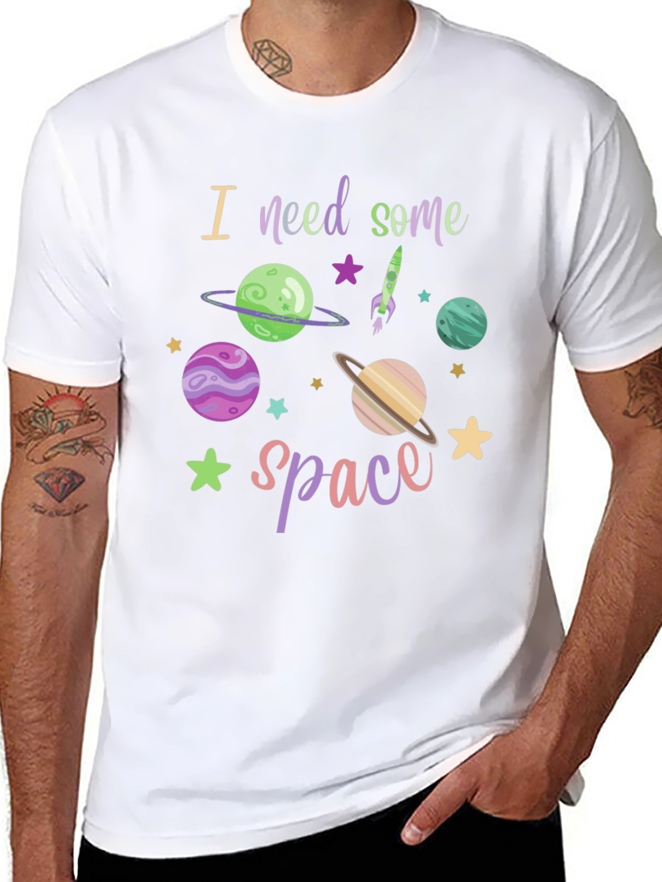 I Need Space T-Shirt - Black Cotton Blend