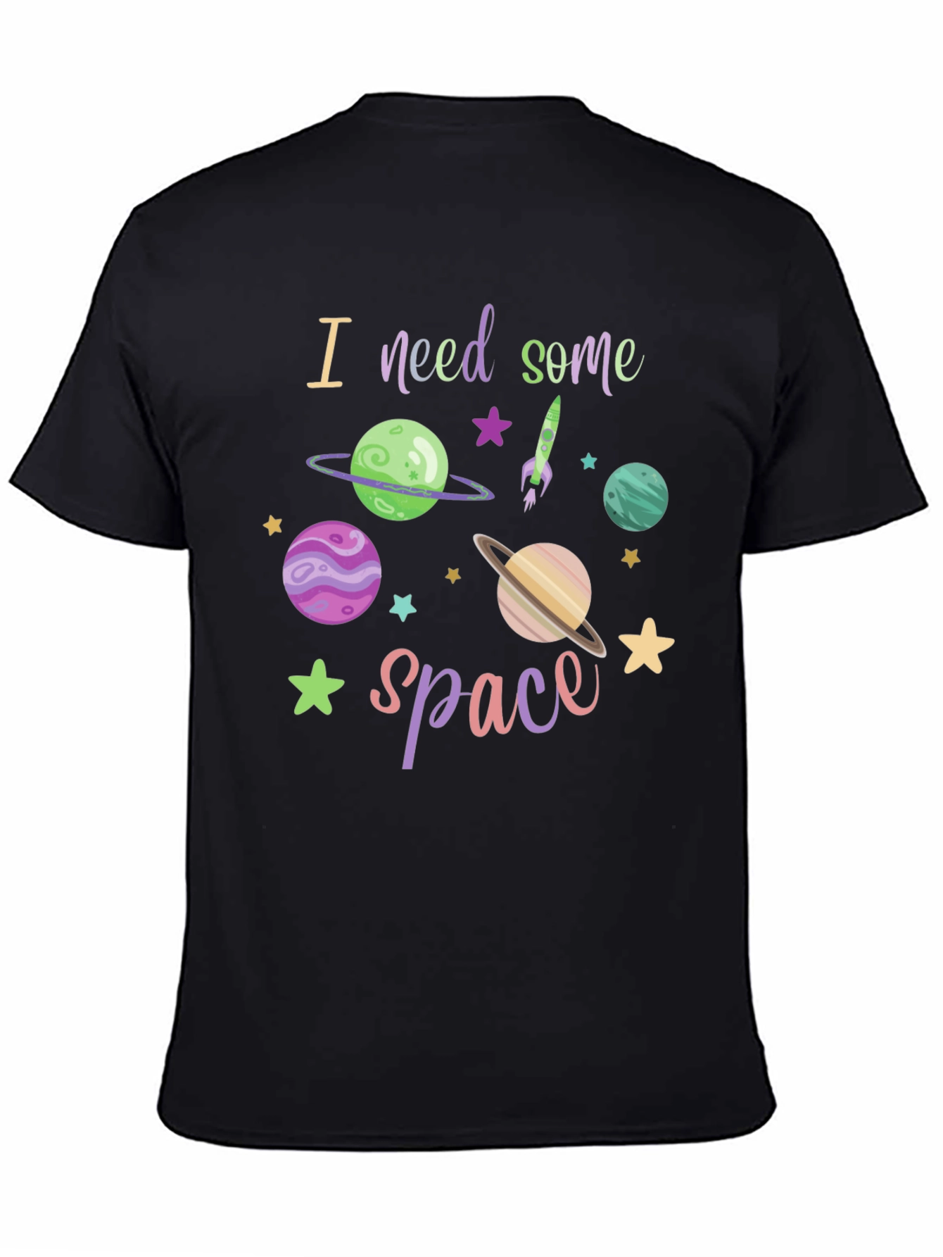 I Need Space T-Shirt - Black Cotton Blend