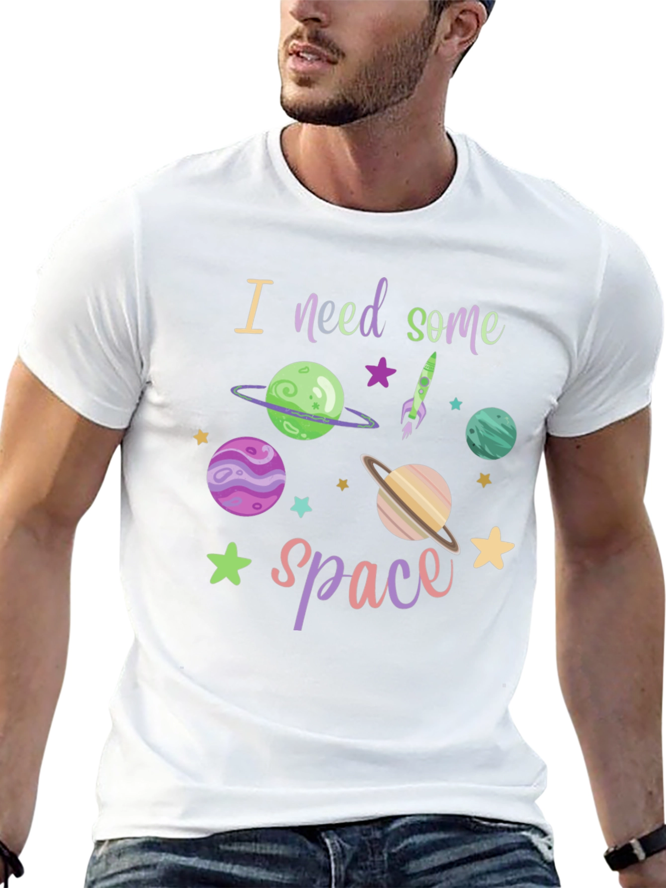 I Need Space T-Shirt - Black Cotton Blend