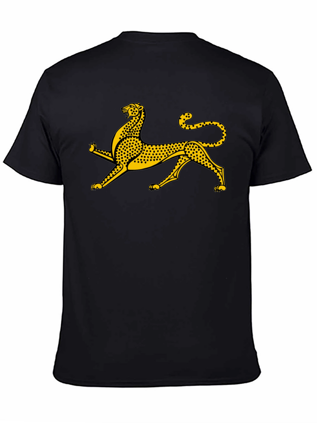 Black Tee with Gold Leopard Graphic