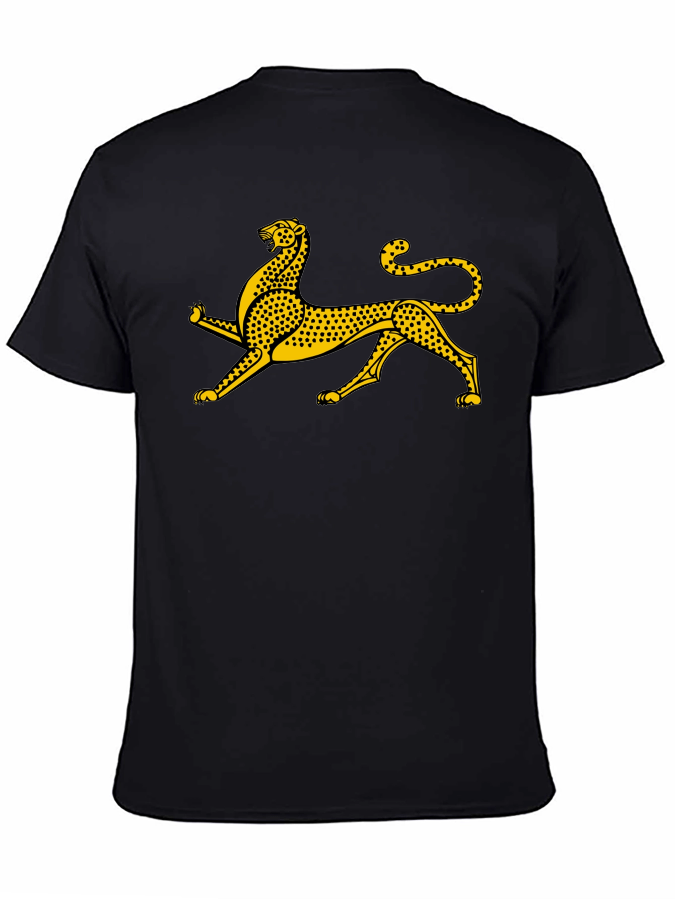 Black Tee with Gold Leopard Graphic