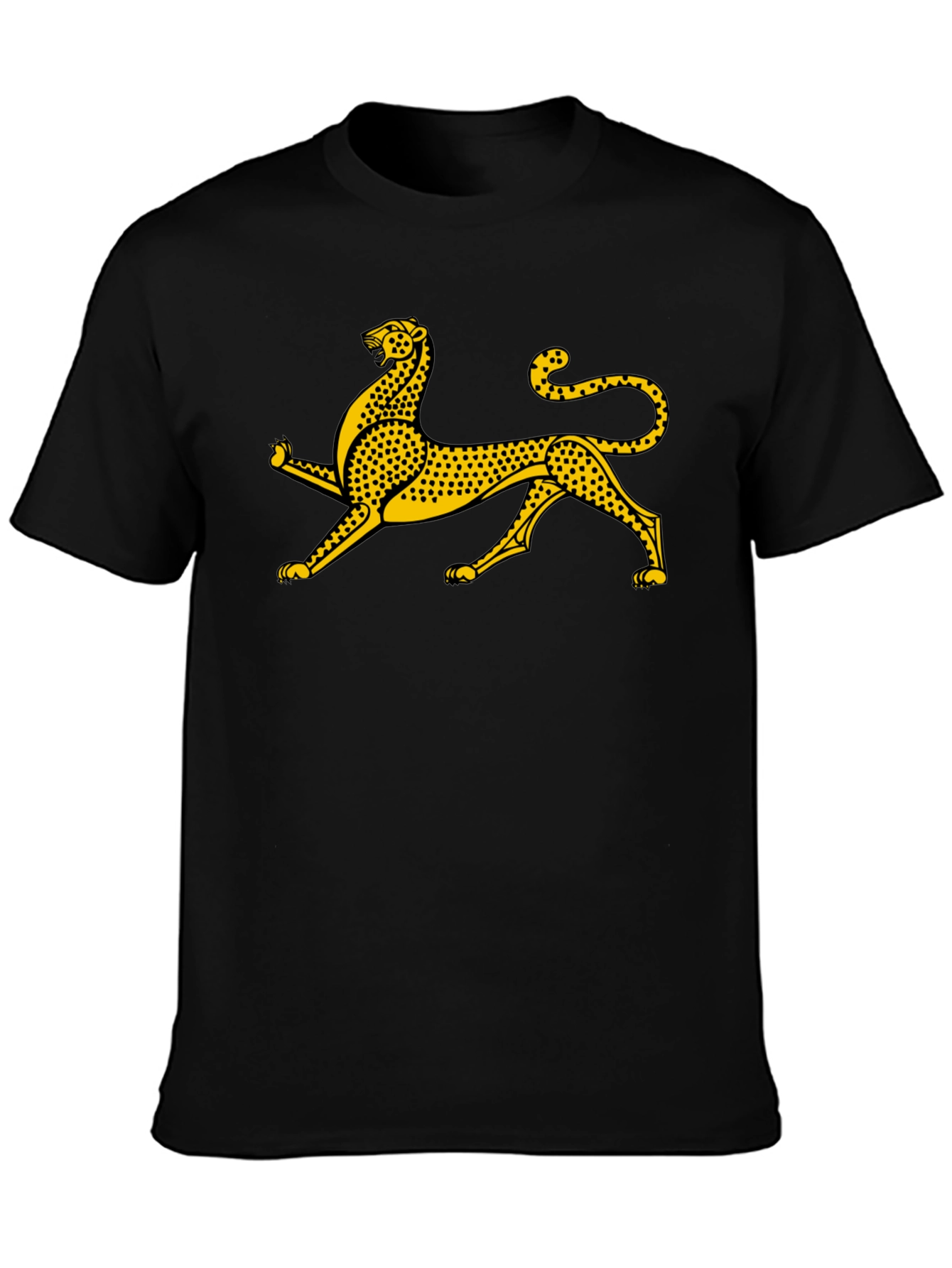 Black Tee with Gold Leopard Graphic