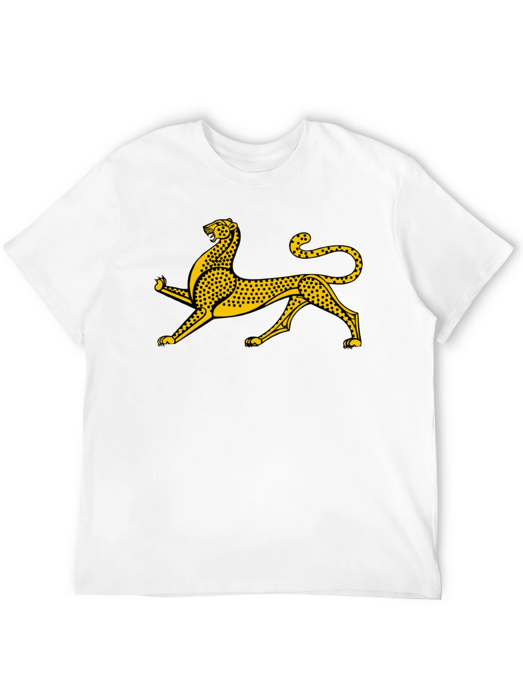 Black Tee with Gold Leopard Graphic