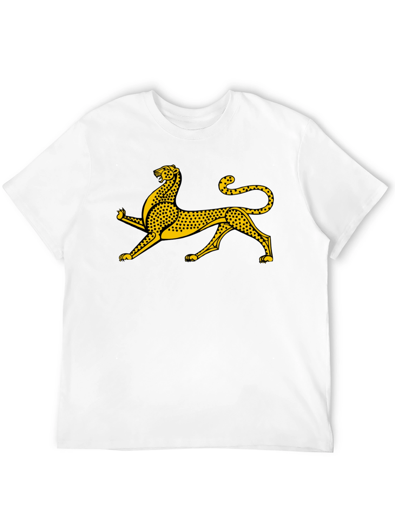 Black Tee with Gold Leopard Graphic