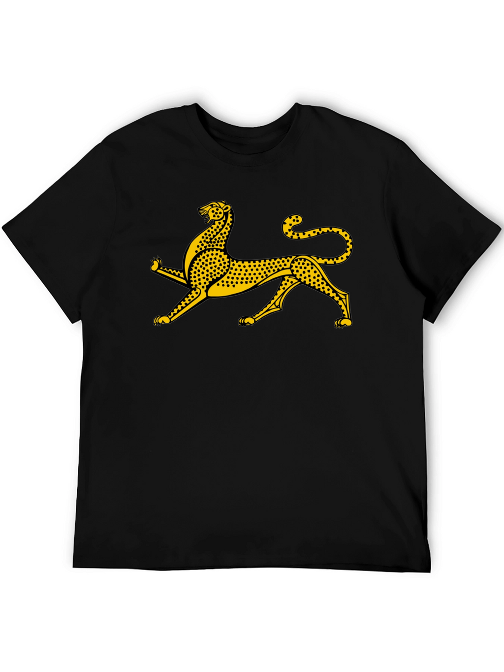 Black Tee with Gold Leopard Graphic