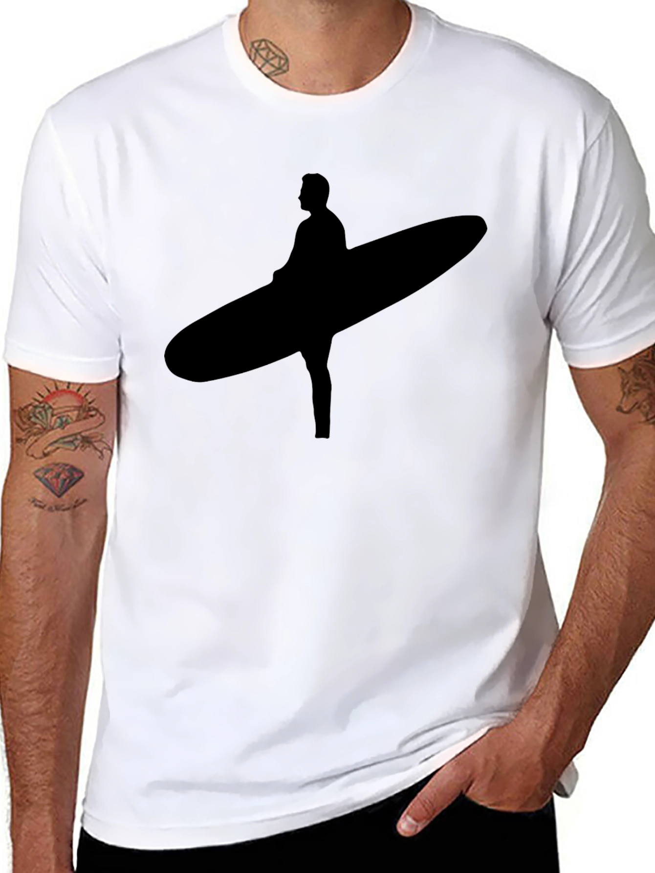 Surfer Graphic Black T-Shirt - Cool Surf Tee