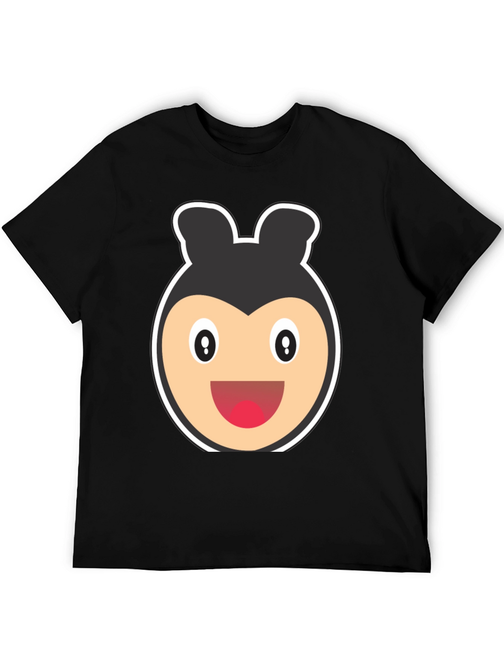 Cartoon Bear Face Black T-Shirt