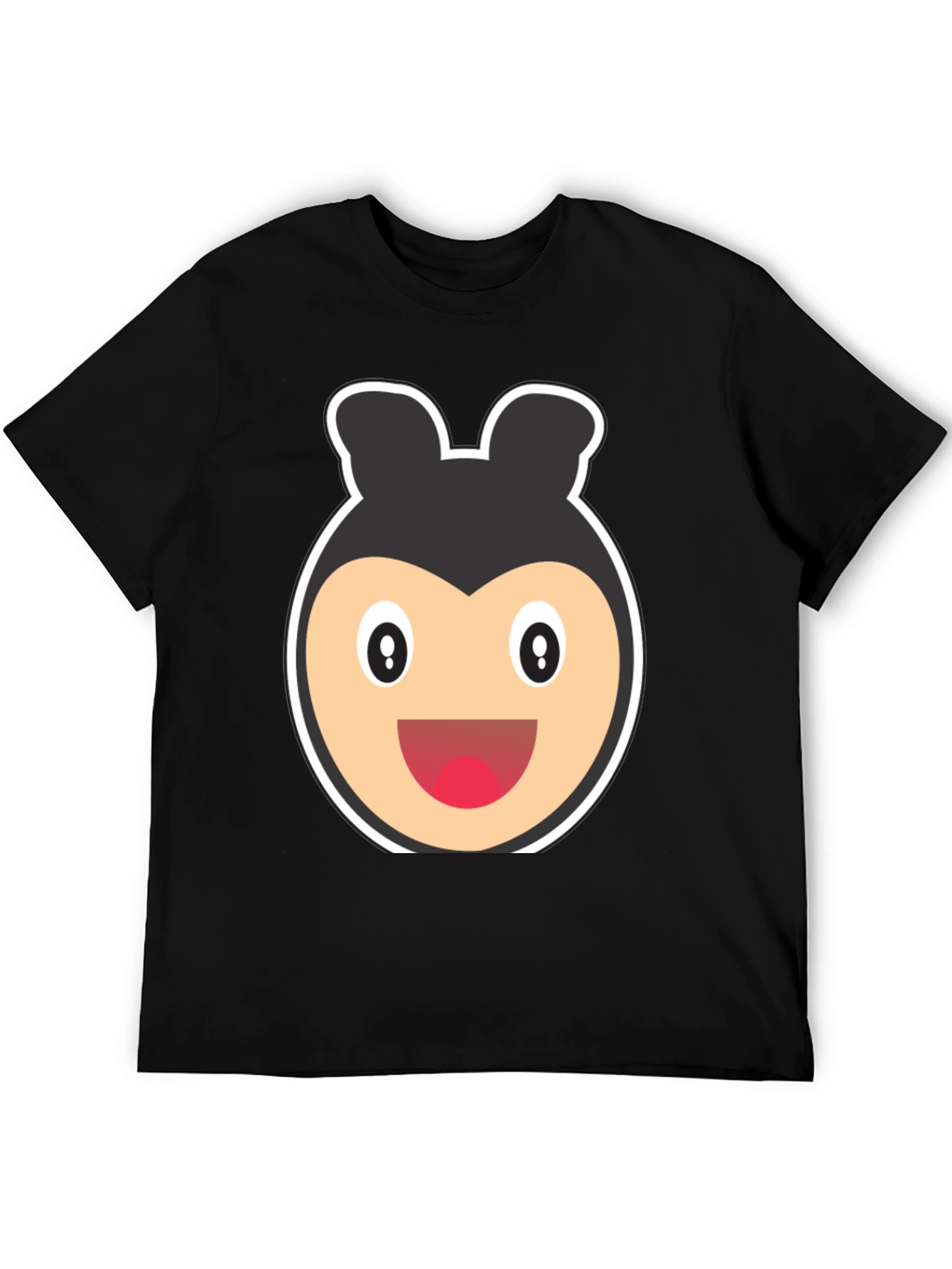 Cartoon Bear Face Black T-Shirt
