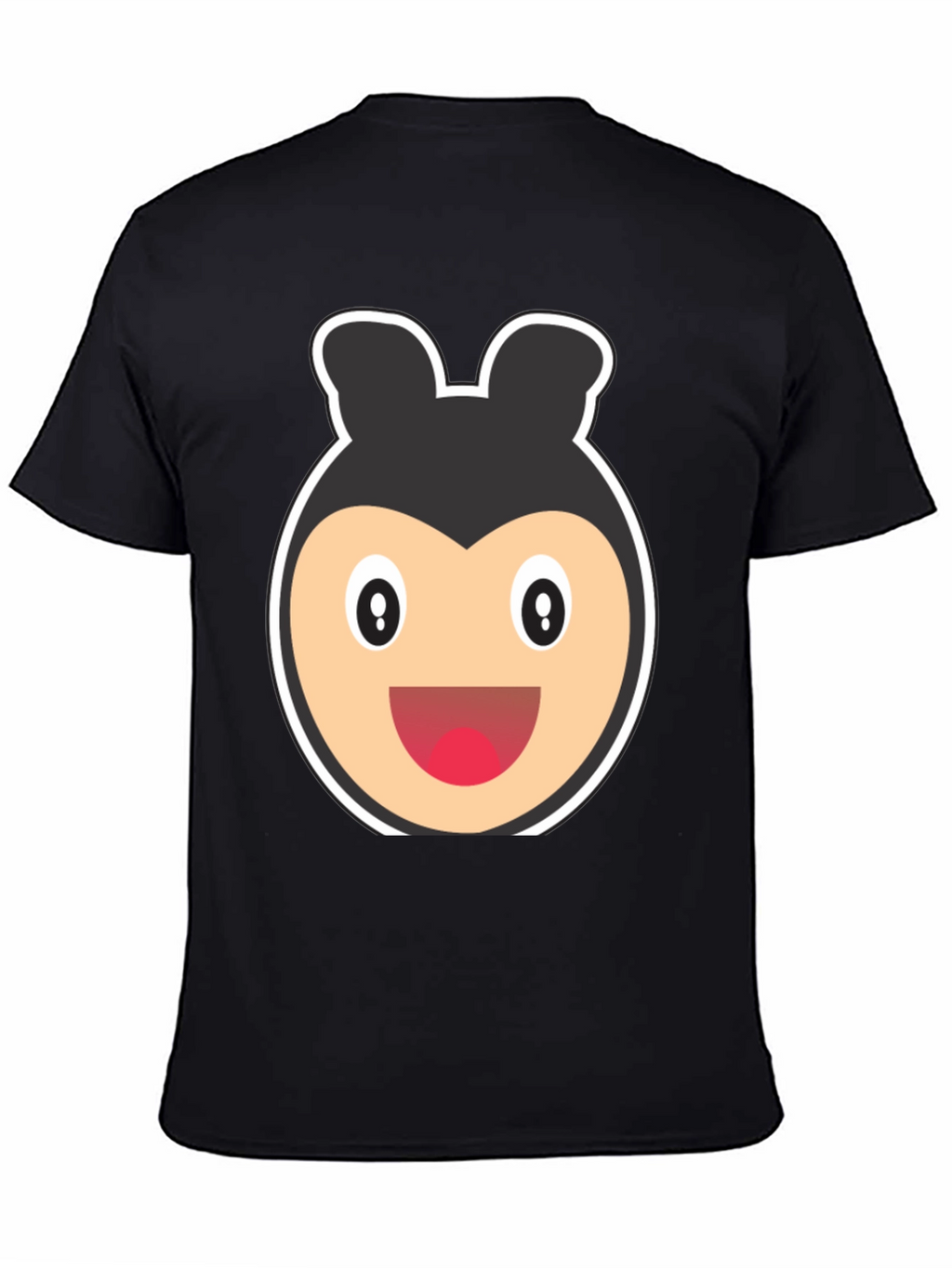 Cartoon Bear Face Black T-Shirt