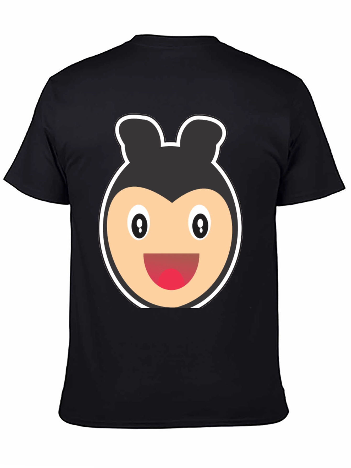 Cartoon Bear Face Black T-Shirt