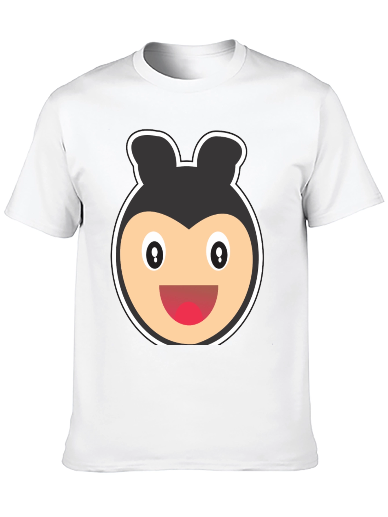Cartoon Bear Face Black T-Shirt