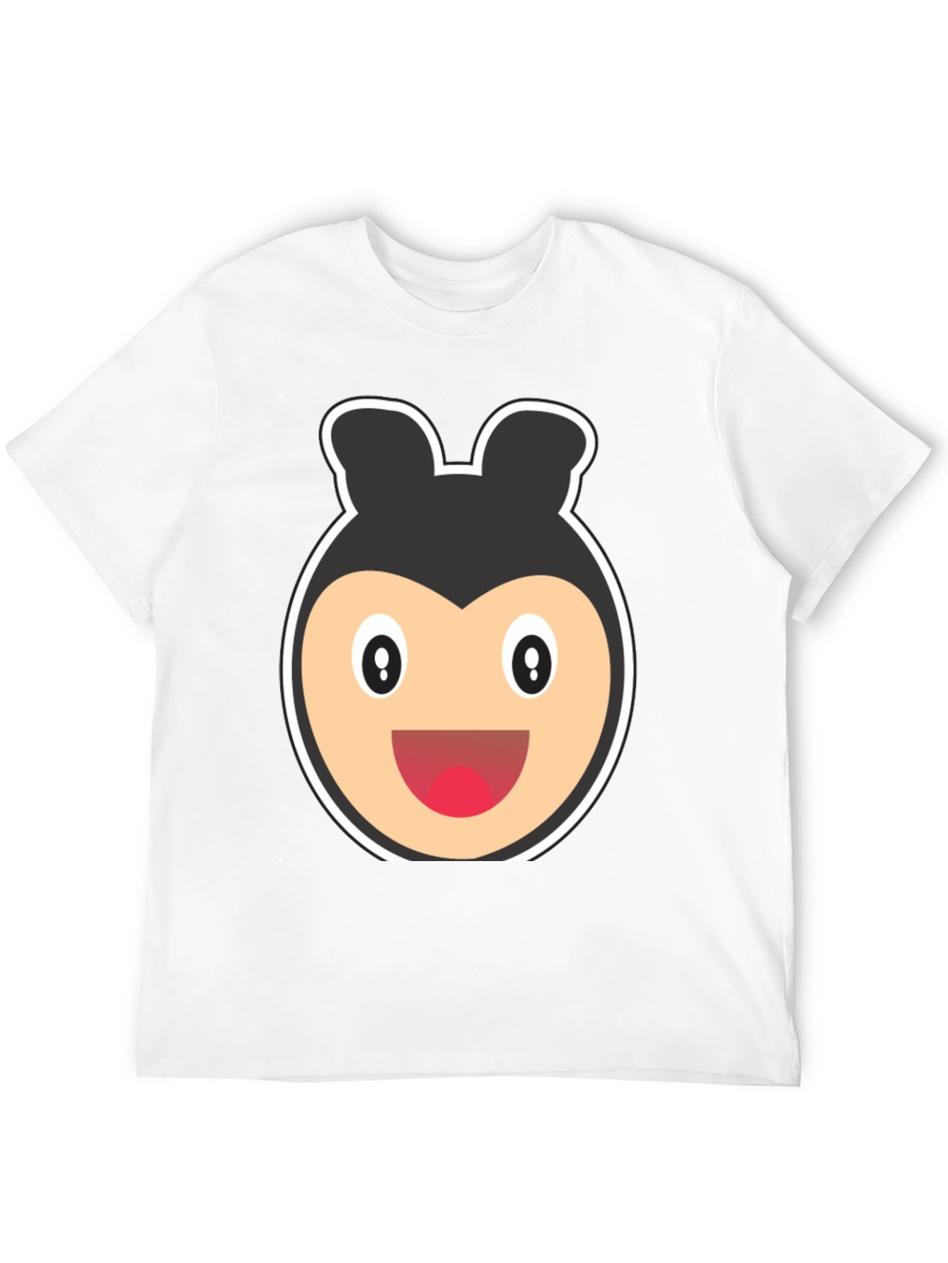 Cartoon Bear Face Black T-Shirt