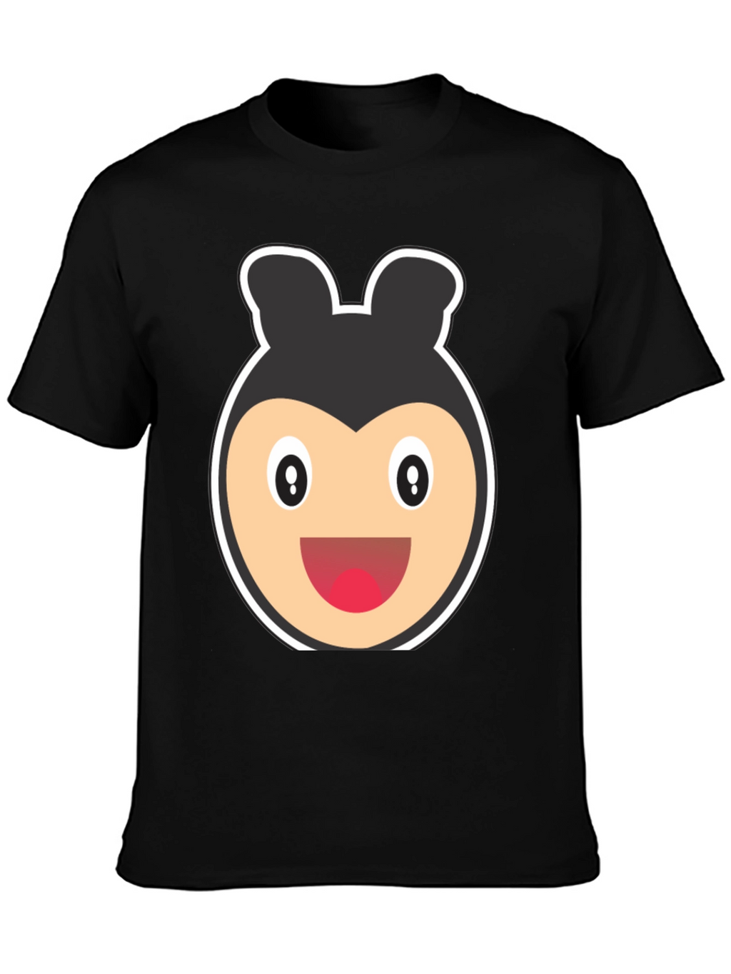 Cartoon Bear Face Black T-Shirt