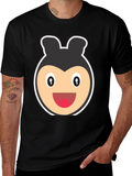 Cartoon Bear Face Black T-Shirt