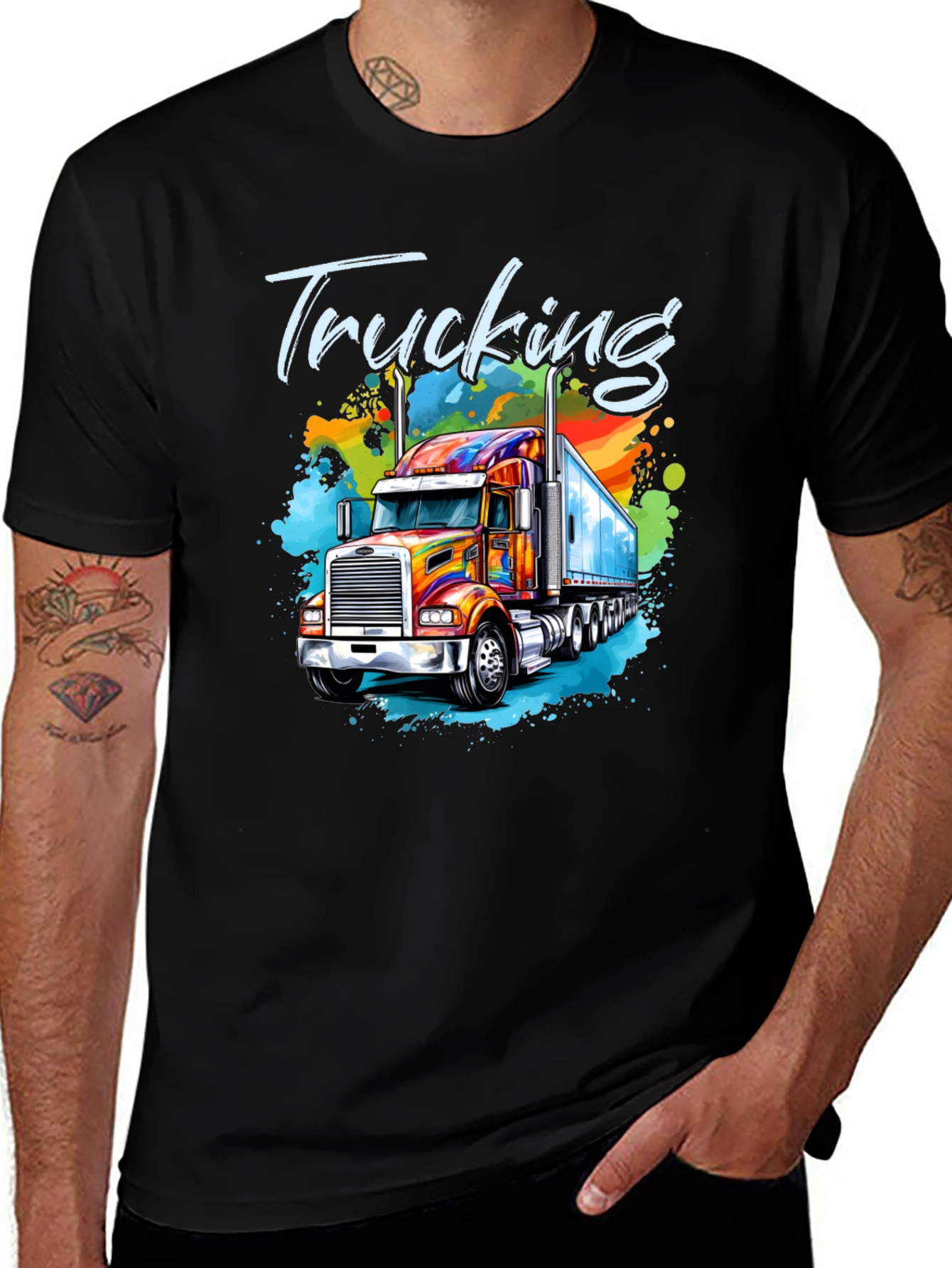 Trucking Graphic Tee - Colorful Truck Design