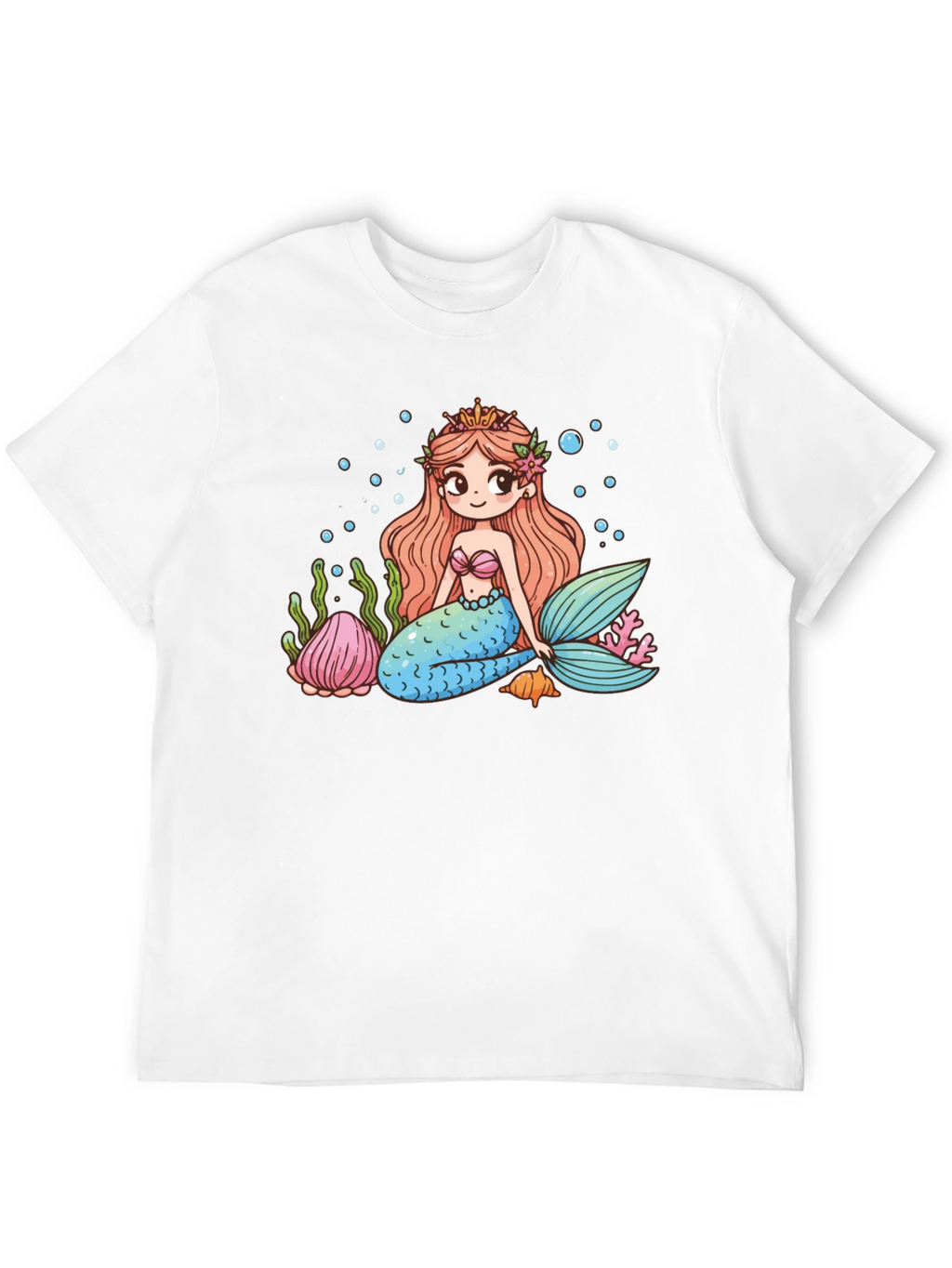 Mermaid Graphic Tee - Cute Cartoon Sea Life Design