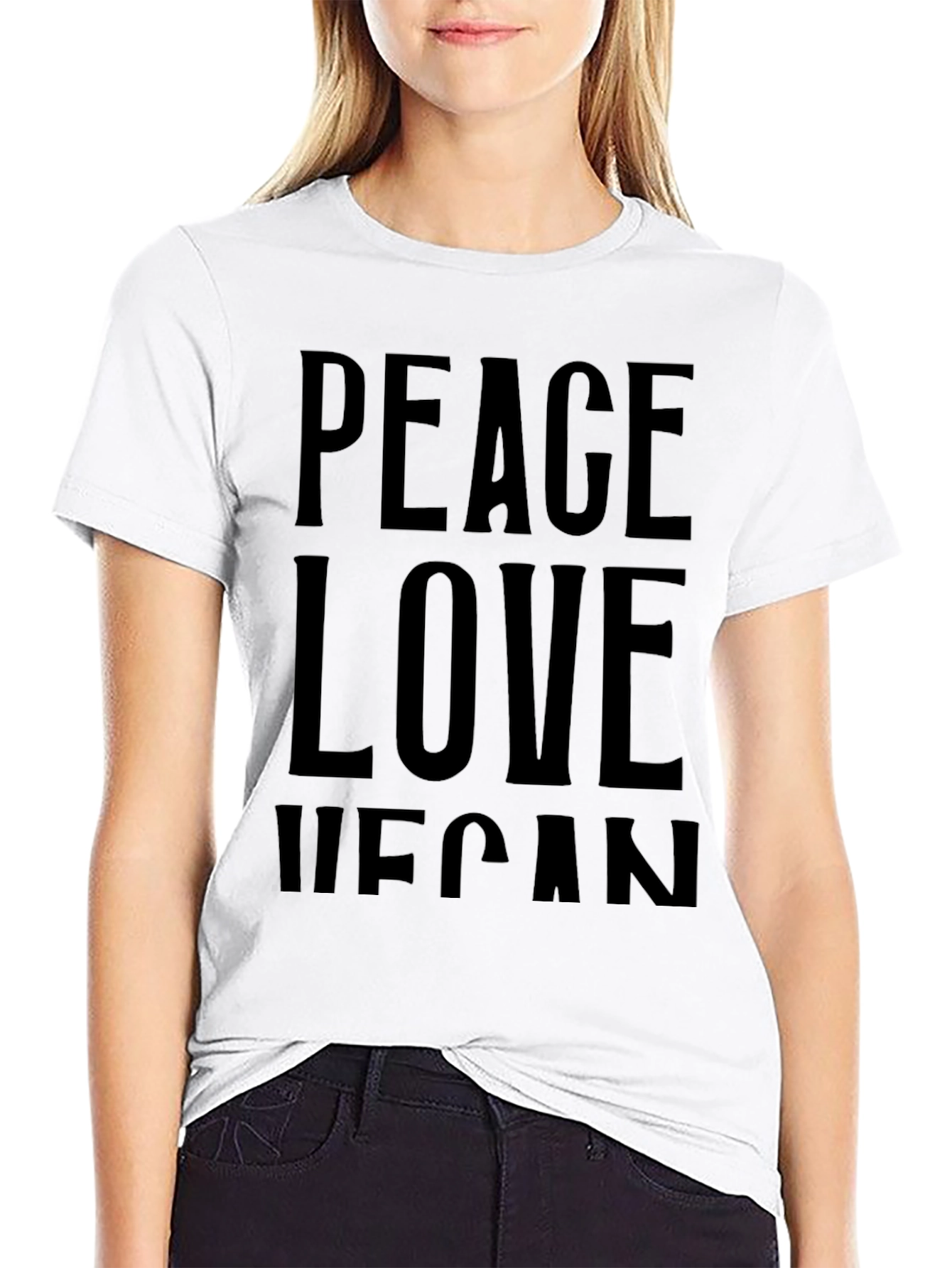 Peace Love Vegan Black T-Shirt
