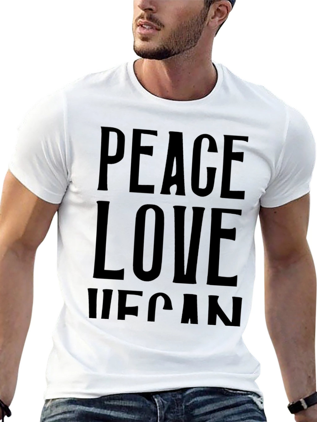 Peace Love Vegan Black T-Shirt