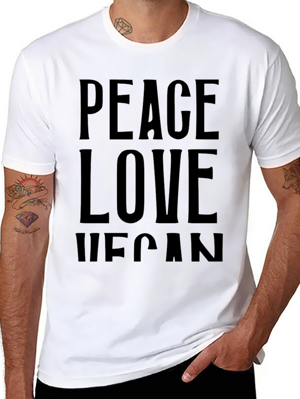 Peace Love Vegan Black T-Shirt